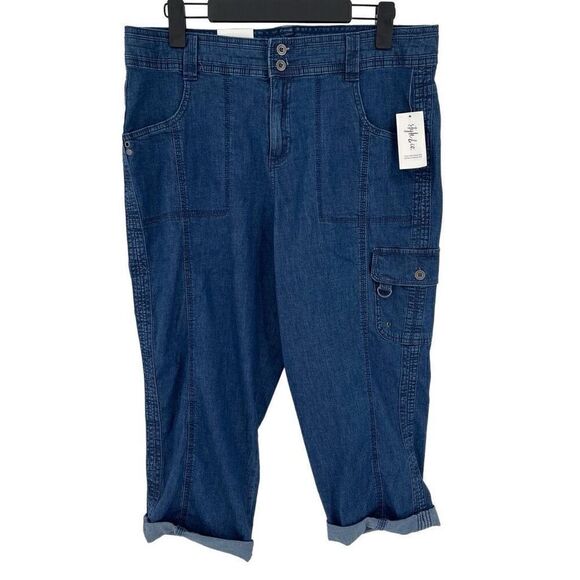 Style & Co Chambray Capri Pants Stretch Women Size 12 NWT - Picture 1 of 6
